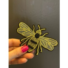 Gönülden Tasarım 10X7 cm Ütü Ile Yapışan Altın Varak Işleme Kelebek Arma Dikiş Aplike