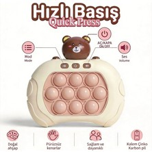 Bbsky Ayıcıklı Işıklı ve Sesli Pilli Popit Egitici Oyuncak Sevimli Push Pop Konsol 4 Farklı Oyun Modu