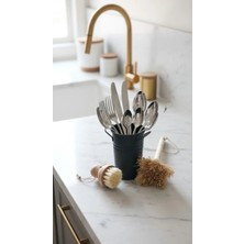 Home GreyfurtArt Siyah Saplı Metal Kalemlik Saksı Vazo Ofis Restoran Tip Çatal Kaşıklık Banyo Düzenleyici Peçetelik
