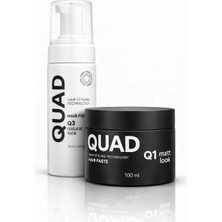 Quad Q3 Foam Styler + Q1 Matt Paste | Doğal Hacim, Belirgin Bukle &amp; Mat Şekillendirme Seti