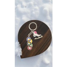 Seard Miyuki Boncuk El Yapımı Olimpiyat Bayrağı ve Buz Pateni Anahtarlık/çanta Süsü 3