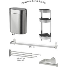 Ikea Brogrund Serisi Çöp Kutusu 4 Lt -Duş Sepeti  - Havluluk - Tuvalet Kağıtlığı - Cam Raf 5 Li Set