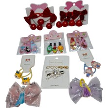 Spteks Kız Çocuk Sevimli Karakterler ve Meyve Figürlü Lastik ve Pens Toka Çeşitleri 10 Lu Set