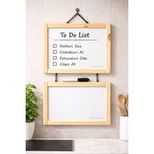 Woodenova Ahşap Zincirli Duvar Yazı Tahtası Seti 2’li / 3’lü – Dekoratif Kara Tahta & Beyaz Pano 30X22.5 cm