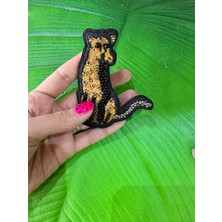 Gönülden Tasarım Nakış Boncuk Işleme Köpek Broş Yaka Iğnesi Giyim Aksesuarı 9x7 cm