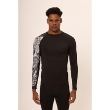 Hnc Sport Dragon Erkek Uzun Kol Tek Kol Dijital Baskılı Compression Fitness Gym Spor Body Tshirt