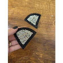 Gönülden Tasarım 2 Li Ütü Ile Yapışan Taşlı Üçgen Arma Seti Dikiş Aksesuarı 7x6 cm