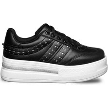 Onlo Ayakkabı FL.385 Bağlı Kalın Yüksek Taban Kadın Sneaker Ayakkabı