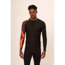 Hnc Sport Ateş Erkek Uzun Kol Tek Kol Dijital Baskılı Compression Fitness Gym Spor Body Tshirt