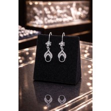 MSZ Silver 925 Ayar Gümüş Telkari Damla Küpe Taşlı (Safir / Zümrüt / Pembe / Turkuaz / Siyah) El Işçiliği Sallantılı Kadın Küpe