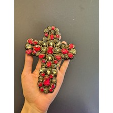 Gönülden Tasarım Zirkon Taş Işleme Haç Arma Dikiş Aplike 16X13 cm
