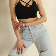 Piwow Kadın Önü Çapraz Kaplı Ip Askılı Büstiyer