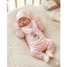 Yenidoğan Kız Bebek Hastane Çıkışı 5'li Set Çiçek Nakışlı Pamuklu Bebek Takım