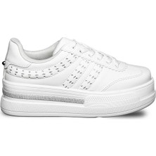 Onlo Ayakkabı FL.385 Bağlı Kalın Yüksek Taban Kadın Sneaker Ayakkabı