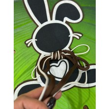 Gönülden Tasarım Bağcikli Kalpli Tavşan Dikiş Giyim Aplike 30X22 cm