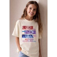 Little Aden Kpop Demon Hunters Huntrix Kısa Kollu Baskılı Kız Çocuk Tişört