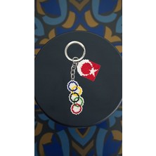 Seard Miyuki Boncuk El Yapımı Olimpiyat Bayrağı ve Türk Bayrağı Anahtarlık/çanta Süsü 2