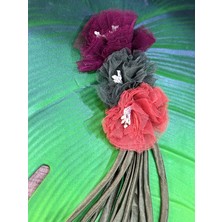 Gönülden Tasarım Renkli Tül Çiçekli Aplike Dikiş Giyim Aksesuarı 15X8 cm