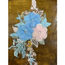 Gönülden Tasarım Payetli Çiçekli Kabartma Güpür Aplike Dikiş Aksesuarı 36X18 cm