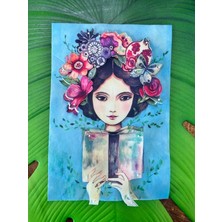 Gönülden Tasarım 3 Boyutlu Çiçekli Kız Kitaplı Kız Arma Dikiş Aplike 26X18