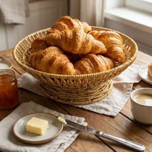 Store Mania Ieg™ 28 cm Plastik Rattan Servis Çanağı – Doğal Hasır Görünümlü Dekoratif Meyve, Ekmek