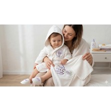 Kapüşonlu Bebek Bornoz Seti %100 Pamuk Yenidoğan Banyo Havlu Seti Nakışlı