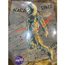 Gönülden Tasarım Ütü Ile Yapışan Tasarım Astronot Transfer Baskı Arma 24X24 cm