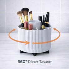 NovaPrint 360° Döner Makyaj Organizeri – Minimal Masaüstü Kozmetik Düzenleyici Çok Bölmeli