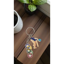 Seard Miyuki Boncuk El Yapımı Olimpiyat Bayrağı ve Yüzücü Yüzme Anahtarlık/çanta Süsü