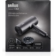 Braun Hd4.2 Saç Kurutma Makinesi 2100W | Difüzör & Dar Başlık, Hızlı Kurutma, Parlaklık ve Bakım Teknolojisi