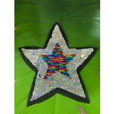 Gönülden Tasarım Renkli Değişen Pul Payetli Yıldız Arma Dikiş Aplike 24X24 cm