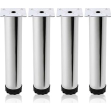 Seçilir 4 Adet 20 cm Metal Ayarlanabilir Krom Kaplama Mobilya Kanepe Baza Koltuk Yükseltici Ayağı + Vida