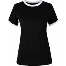Trender Basic Biyeli O Yaka Siyah Kadın T-Shirt 26YDT1000001