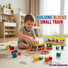 Direkstoktan 3 Vagonlu Sök Tak Bloklu Ahşap Tren Çocuk Oyuncak / 3 Building Blocks Small Train Wooden Toys