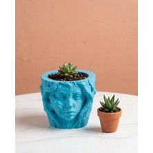 İntora Dekoratif 3D Kadın Yüzü Ağaç Tasarımlı Saksı Vazo Ev Dekoru