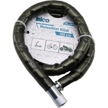 Go İthalat Tüp Anahtarlı Metal Kafa Çelik Motor - Bisiklet Kilit Silindirik Spiral Kilit Siyah Kılıf 22MM x 100CM (5491)