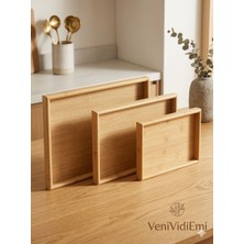 Bulut 3lü Ahşap Sunum ve Servis Tepsisi