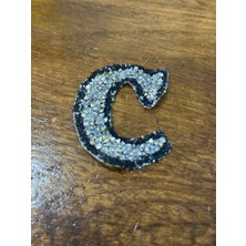 Gönülden Tasarım Ütü Ile Yapışan Taşlı C Harfi Arma Dikiş Aksesuarı 6x5 cm