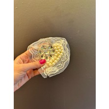 Gönülden Tasarım Dantelli Taşlı Boncuklu Kalp Arma Dikiş Aksesuarı Aplike 10X10 cm