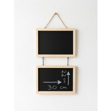 Woodenova Ahşap Zincirli Duvar Yazı Tahtası Seti 2’li / 3’lü – Dekoratif Kara Tahta & Beyaz Pano 30X22.5 cm