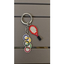 Seard Miyuki Boncuk El Yapımı Olimpiyat Bayrağı ve Tenis Raketi Anahtarlık/çanta Süsü 1