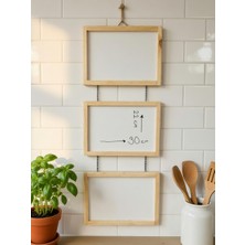 Woodenova Ahşap Zincirli Duvar Yazı Tahtası 3’lü Set – Dekoratif Beyaz & Kara Tahta Pano 30X22.5 cm