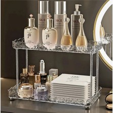 Samelia Iki Katlı Şeffaf Akrilik Düzenleyici Raf Organizer , Banyo , Makyaj Masası Parfüm Krem Tepsisi
