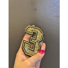 Gönülden Tasarım 8x6 cm Ütü Ile Yapışan Taşlı 3 Rakamı Arma Dikiş Aplike