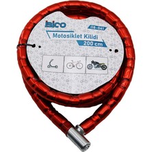 Go İthalat Tüp Anahtarlı Metal Kafa Çelik Motor - Bisiklet Kilit Silindirik Spiral Kilit Kırmızı KILIF22MM x 200CM (5491)
