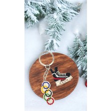 Seard Miyuki Boncuk El Yapımı Olimpiyat Bayrağı ve Buz Pateni 2 Anahtarlık/çanta Süsü