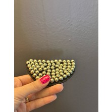 Gönülden Tasarım Gümüş Renk Boncuklu Yarın Ay Arma Dikiş Aksesuarı Apolet 10X7 cm