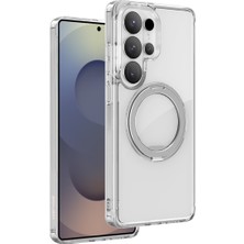 Keephone Samsung Galaxy S26 Ultra Crystal Clear Şeffaf Magsafe 360 Metal Gizli Halkalı Premium Spinring Kapak