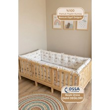 Yasetex Tasarım Montessori ve Beşik Için 4 Kenar Koruma Seti Beyaz Gok Desen Pamuk Poplin Kumaş