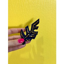 Gönülden Tasarım 10X6 cm Bronz Boncuk Işleme Yaprak Arma Dikiş Aplike
